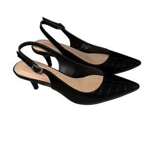 ALFANI Women's Step 'N Flex Babbsy Black Pointed-Toe Slingback Pumps Size 8